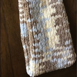 Handmade Infinity 🧶 Knitted Blue Gray Cream Scarf